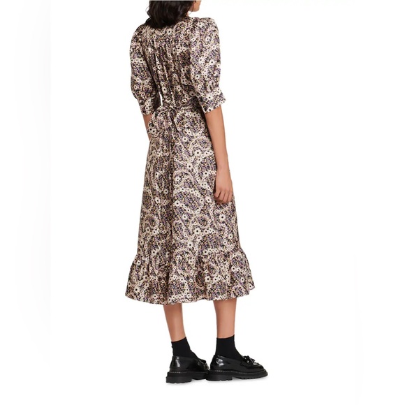🆕 SANDRO Enrika Paisly -Print Silk Midi Multicolore Floral Wrap Belted Dress💃 - Picture 4 of 12